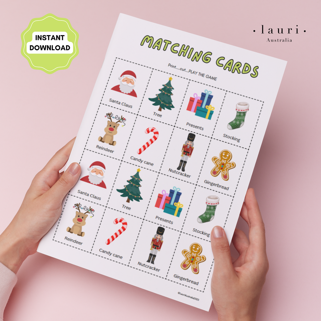 Christmas Matching Cards Activity Print Out Sheet for Kids DIY Advent Calendar - Digital Download Only (print at home)