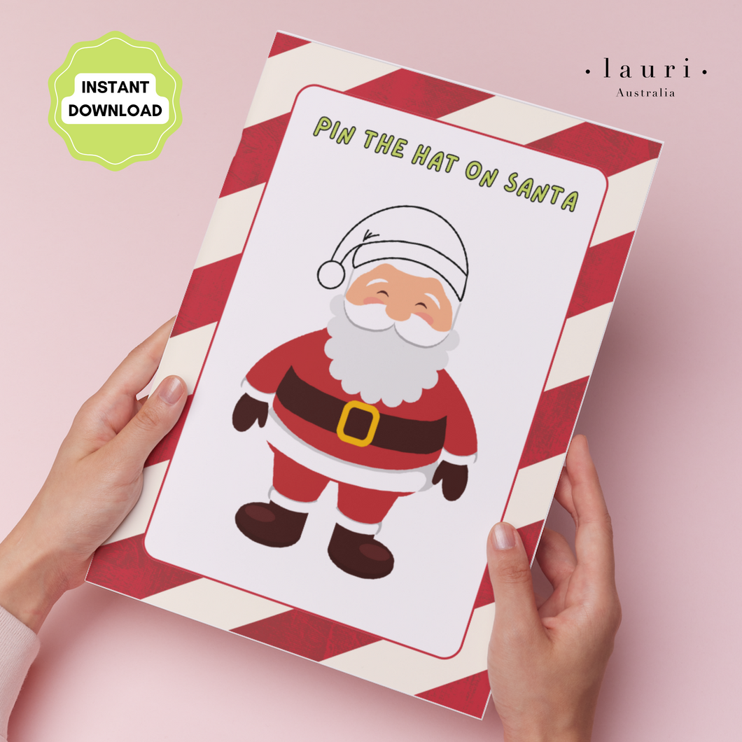 Pin the Hat on Santa Activity for Kids DIY Christmas Advent Calendar - Digital Download Only (print at home)