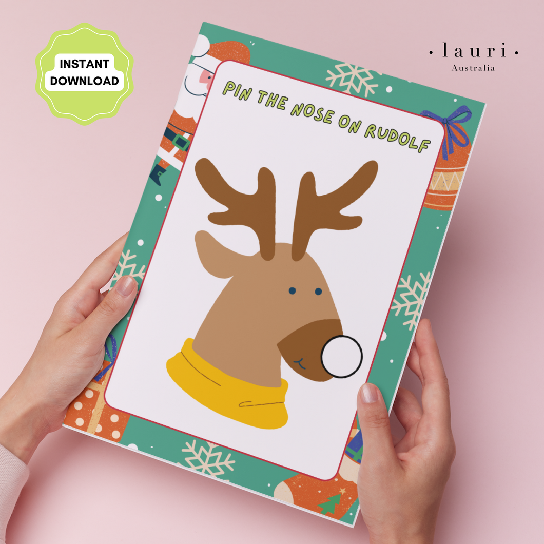 Pin the Nose on Rudolf Activity for Kids DIY Christmas Advent Calendar - Digital Download Only (print at home)