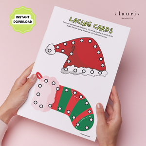 Christmas Lacing Cards Activity Print Out Sheet for Kids DIY Advent Calendar - Digital Download Only (print at home)