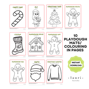 Christmas Colouring in/ Playdough Mats Activity for Kids DIY Advent Calendar - Digital Download Only (print at home)