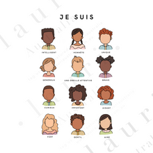 Load image into Gallery viewer, French Je suis - &quot;I am&quot; Affirmations Poster - Lauri Australia- DIGITAL DOWNLOAD Printable - Diverse Faces
