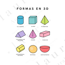 Load image into Gallery viewer, Spanish Bright 3D Shapes Poster - Póster Brillante de Figuras en 3D para Niños, Guardería y Aula DESCARGA DIGITAL
