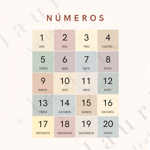 Spanish Boho Numbers Counting Poster - Póster de números boho para guardería y salón de clases DESCARGA DIGITAL
