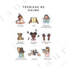 Load image into Gallery viewer, Spanish Calming Techniques for Kids Poster - Póster de Técnicas de Calma para Niños - Impresión para el Rincón Tranquilo - DESCARGA DIGITAL Imprimible
