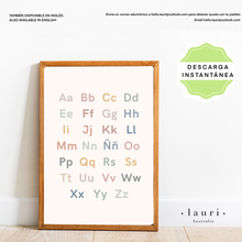 Load image into Gallery viewer, Spanish Boho Muted Alphabet Poster - Póster digital descargable del alfabeto boho suave para el aula de niños
