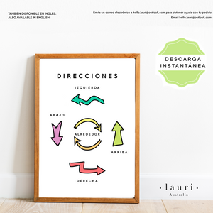 Spanish Bright Directions Poster for Kids - Cartel de Instrucciones Brillantes para Niños Guardería y Aula DESCARGA DIGITAL