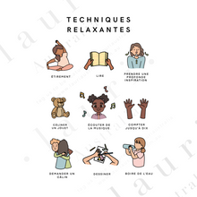 Load image into Gallery viewer, French Techniques relaxantes - French Calming Tenchninques Poster - Lauri Australia- DIGITAL DOWNLOAD Printable

