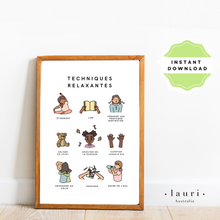 Load image into Gallery viewer, French Techniques relaxantes - French Calming Tenchninques Poster - Lauri Australia- DIGITAL DOWNLOAD Printable
