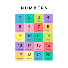 Load image into Gallery viewer, Bright Numbers Counting Poster for Nursery and Classroom DIGITAL DOWNLOAD
