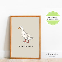 Load image into Gallery viewer, Duck illustration &quot;Make Waves&quot; Poster Feelings Poster, Emotions Chart, Muted Boho Classroom Decor, DIGITAL DOWNLOAD, Montessori Homeschool Decor, Feelings Print, Printable Poster, Educational Poster, Bedroom art, childrens nursery decor, words to feelings chart Breathe In Breathe Out Poster, Clam down corner Calming techniques strategies poster Montessori Homeschool Decor, classroom management tools
