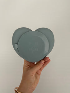 Silicone Suction Plate - Loveheart - Ocean Blue