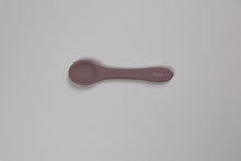 Load image into Gallery viewer, Soft Silicone Baby Spoon in Light Mauve purple colour, BPA free, food grade siliconeterracotta, blush pink Lauri Australia
