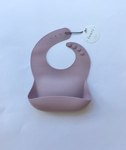 Silicone Baby Bib with pouch, BPA free, non-toxic, earthy natural colours and tones, cream, nude colour, light mauve purple Lauri Australia